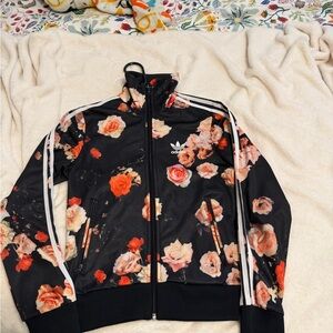 Adidas Women's Black Floral Bomber Jacket